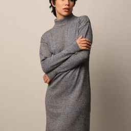 Only Grey Cotton Textured A Line Dress-image-78