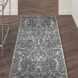 Obsessions Grey Polyester Vineyard Neo Classical Bedside Runner-12