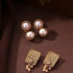 Priyaasi A Combo of Pearl and Tribal Designs Drop Earrings - Set of 2-picture-16