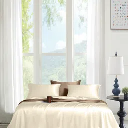 THE LINEN COMPANY Off White 300 TC Bamboo Queen Bedsheet Set 2.28 m x 2.54 m-image-59