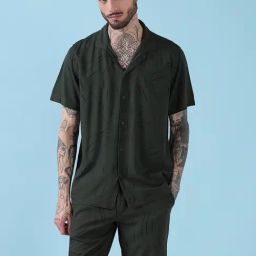 Showoff Green Cotton Relaxed Fit Printed Co-Ord Set-image-66