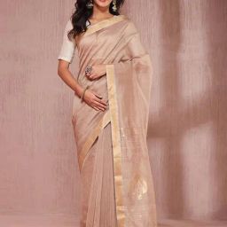 Fabindia Beige Cotton Silk Regular Fit Saree-picture-46