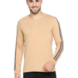 Basics Tan Cotton Muscle Fit T-Shirt-image-94