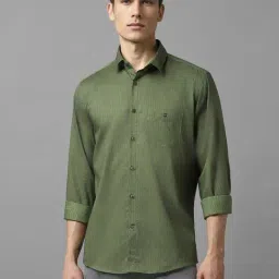Louis Philippe Green Cotton Slim Fit Striped Shirt-picture-38