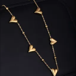 MEENAZ Gold-Plated Stainless Steel Heart Shaped Anti Tarnish Chain-image-87
