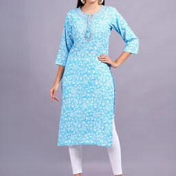 JC4U Floral Printed Floral Tie-Up Neck Straight Kurta-picture-13
