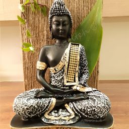 Afterstitch Black & Gold-Toned Gautam Buddha Idol Showpiece-image-48