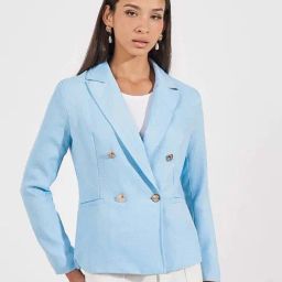 Styli Turquoise Plain Blazer-image-84