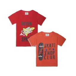 Vimal Jonney Kids Red Printed T-Shirt (Pack of 2)-image-62