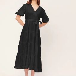 Moomaya Black Relaxed Fit Midi Dress-image-57
