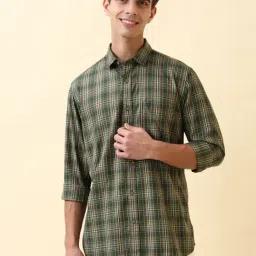 Allen Solly Green Cotton Slim Fit Checks Shirt-picture-41