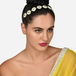 Zaveri Pearls Gold Tone Meenakari Bridal Kundan & Pearls Embellished Head Chain-ZPFK15974-40