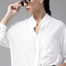 Roadster Women White Solid Casual Shirt-image-84