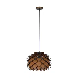 Fos Lighting Pine Cone Beech Colored Laser Cut MDF 35.56 cm (14 Inch) Hanging Light - PineCone-MDF-Beech-14-HL1-15