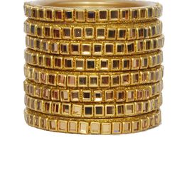 ADVANCE KANGAN Set Of 8 Gold-Plated Pearl-Studded Bangles-image-1