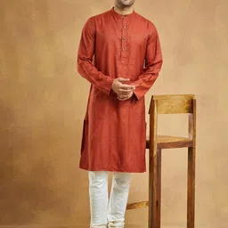 Fabindia Striped Band Collar Sraight Kurta-picture-25