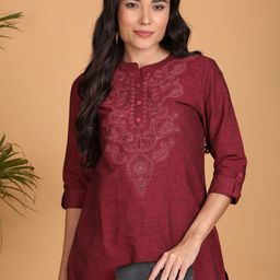 Anouk Women Embroidered Sequinned Cotton Kurta-45