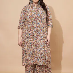 KALINI Women Floral Printed Mandairan Coller Regular Kurta with Palazzos-picture-30