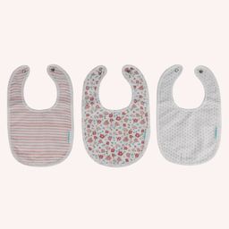 Abracadabra Cotton Muslin Bibs Pack Of 3 Vintage Floral Theme - Pink-18