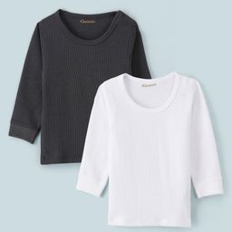 Kanvin Cotton Modal Full Sleeves Thermal Vest Pack of 2 - White & Charcoal-image-58