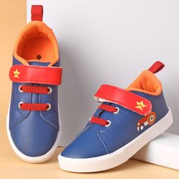Cute Walk by Babyhug Casual Shoes with Velcro Closure Car Print - Blue & Orange-image-30