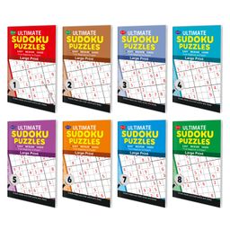 Set Of 8 Ultimate Sudoku Puzzles  Easy Medium Hard 1 To 8  Large Print with Answers-4