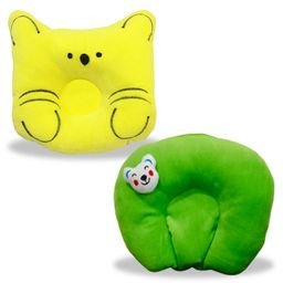 Chinmay Kids Polyester Fibre, Mustard Seeds Animals Baby Pillow Pack of 2 Yellow, Green-22