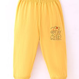 Doreme Single Jersey Knit Full Length Lounge Pants With Text Print - Yellow-picture-17