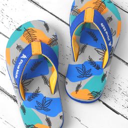 Pine Kids Slip On Flip Flops with Safari Print - Grey & Blue-image-51