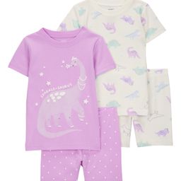 Carter's Knit Half Sleeves Co-Ord Shorts Night Suits With Dino Print Pack of 2 - Pink & White-picture-8