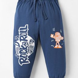 Taeko Single Jersey Knit Full Length Lounge Pant With Rock N Roll Print - Royal Blue-69