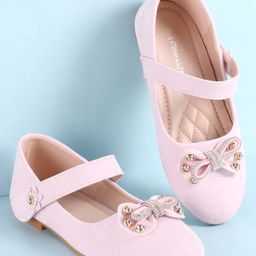 Pine Kids Velcro Closure Solid Coloured Ballerina With Bow Applique - Pink-picture-35