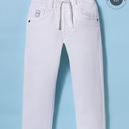 Ruff Full Length Solid Color Denim Jeans - White-6