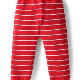 Babyhug Knit Full Length Woollen Bottom wear With Stripes - Red-image-5