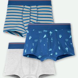 Ariel Cotton Blend Pack Of 3 Solid & Striped Trunks - Multi Colour-image-10