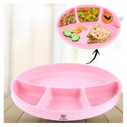 ZoZoBaa Silicone Plate for Babies Toddlers & Kids |Suction Base Divided Portion BPA-Free, Non-Slip, Microwave & Dishwasher Safe | Plates for Baby, Pink-45
