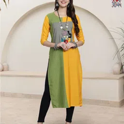 HERE&NOW Selection Of 2 Geometric Printed Round Neck Straight Kurtas-image-21