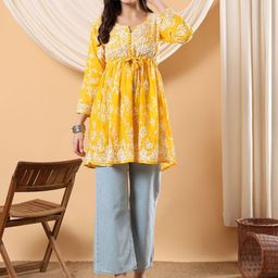 Poshak Chikan Studio Women Floral Embroidered Pure Cotton Chikankari Kurti-picture-48