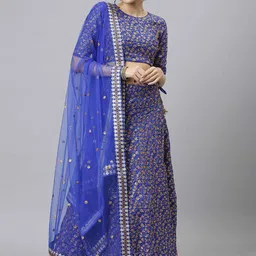 DIVASTRI Embroidered Sequinned Semi-Stitched Lehenga & Unstitched Blouse With Dupatta-picture-37