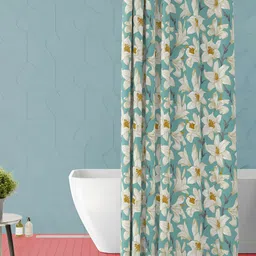 ArtzFolio Green & Beige Printed Waterproof Shower Curtain-image-83