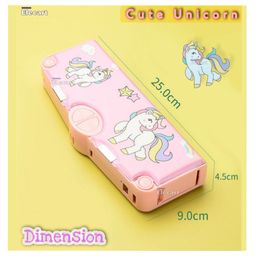 Elecart Unicorn Multi-Functional Pop out Pencil Case with Push Button Stationery Organizer Pencil Box - Pink image 3