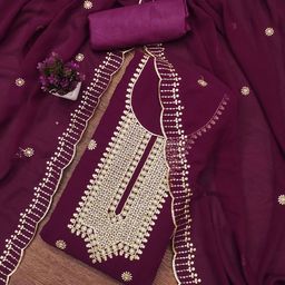 MANVAA Floral Embroidered Unstitched Dress Material-picture-0