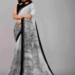 limtd Striped Pure Georgette Block Print Saree-picture-0