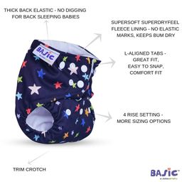 SuperBottoms BASIC Reusable Cloth Diaper for babies Freesize Adjustable, Washable and Reusable Bluestar image 4