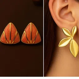 ISHTAARA Gold-Plated Artificial Stones and Beads Stainless Steel Earrings-picture-48