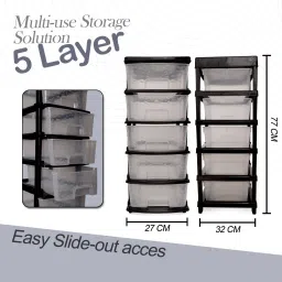 ashlas 5 Plastic Modular Drawer System for Home, Office,Standing Chest of Drawers PP Collapsible Wardrobe image 2
