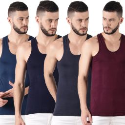 Pack of 4 Dollar Lehar Men Combed Cotton Round Neck Vest -Pack of 4- Colour may Vary Men Vest-image-64