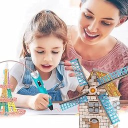 ZUKRAVE 3D Printing Pen with Display - Includes 3D Pen, 3 Starter Colors of PLA Filament, Stencil Book + Project Guide, and Charger image 3