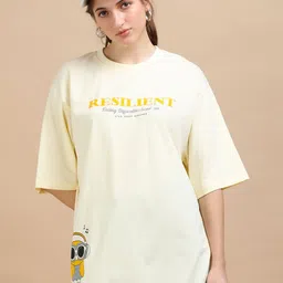 MORSE CODE Typography Printed Oversized Pure Cotton T-shirt-image-29