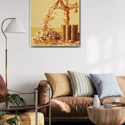 Viventiq Gold-Toned Money Printed Without Frame Canvas Wall Art-image-69